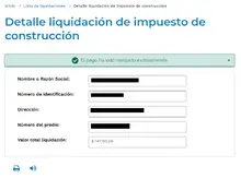 Detalles de liquidación impuesto de construcción