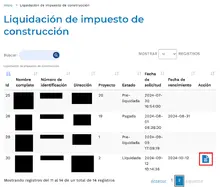 Liquidación impuesto de construcción